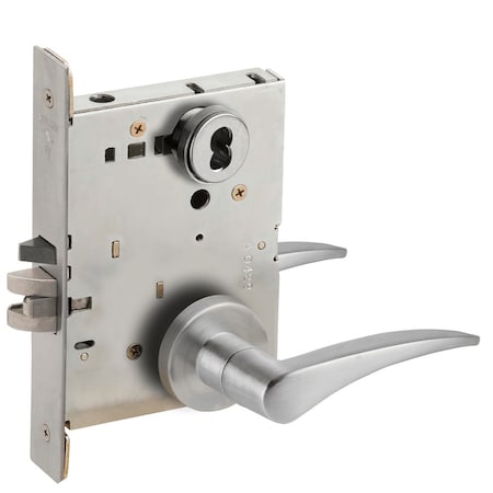 Schlage Grade 1 Storeroom Mortise Lock, Schlage FSIC Less Core, 12 Lever, A Rose, Chrome Finish L9080J 12A 626 LH